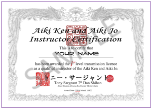 Example of the Aiki Ken Jo Certificate